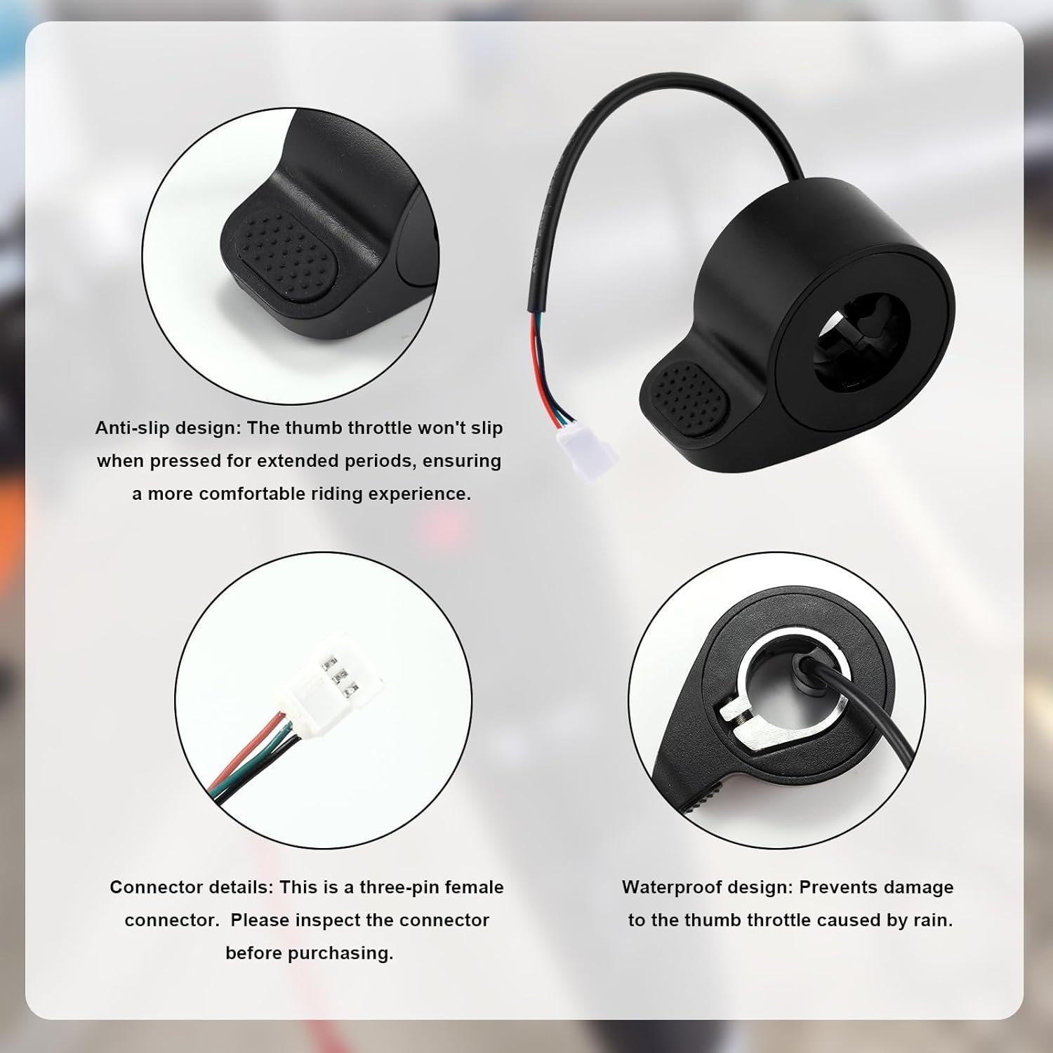 Electric Scooter Throttle Compatible with GOTRAX GXL V2, 2.56x1.77x1.38in/6.5x4.5x3.5cm ABS Material Electric Scooter Thumb Throttle Replacement Parts Accessories (Black) - Image 4