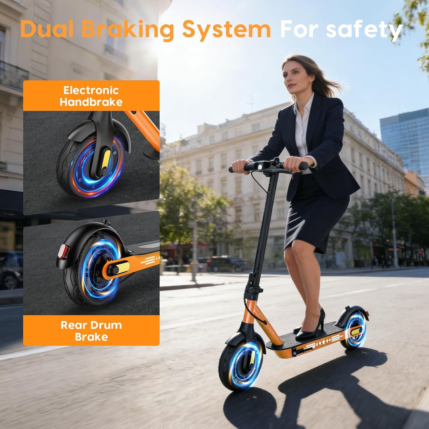 ApexSurge Electric Scooter for Adults,10" Solid Tires,350W Powerful Motor and Max 35/45KM Long Range,Top Speed 25KM/h,Dual Brake Stystem E Scooter, Lightweight and Foldable,APP Control,Max Load 120KG - Image 5