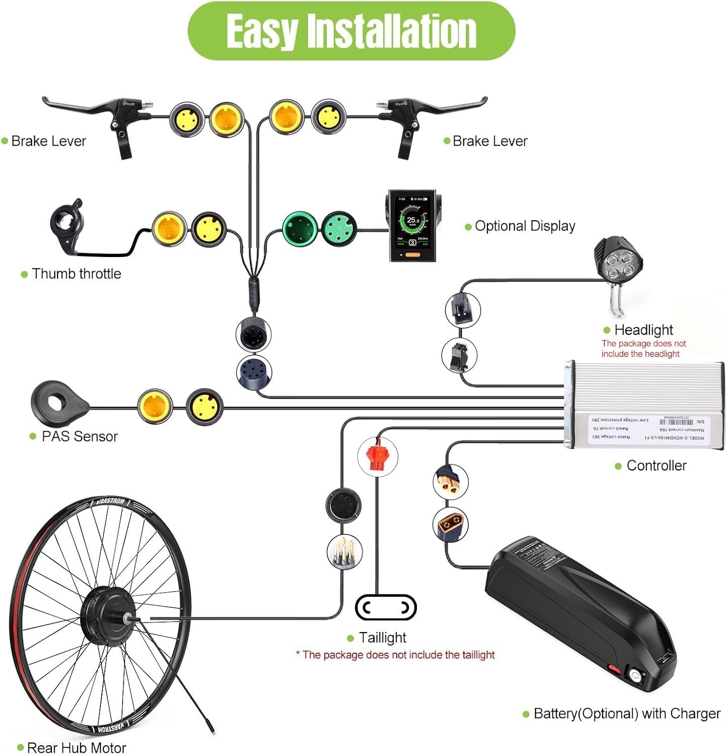 BAFANG 48V G020 G0900 20"/26"/27.5"/28"/29"/700C Front & Rear Hub Motor Kit 5OO/75O Electric Bicycle Conversion Kit With Optional Digital Display & PAS Smart Controller Ebike - Image 8