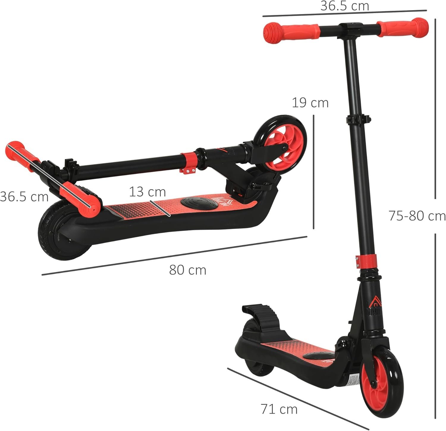 HOMCOM Electric Scooter for Kids, Foldable Electric Scooter for Age 6+, with Adjustable Height, Rear Brake, Up to 8 KM/H, Maximum Range 6 KM, 5kg Lightweight - Image 7