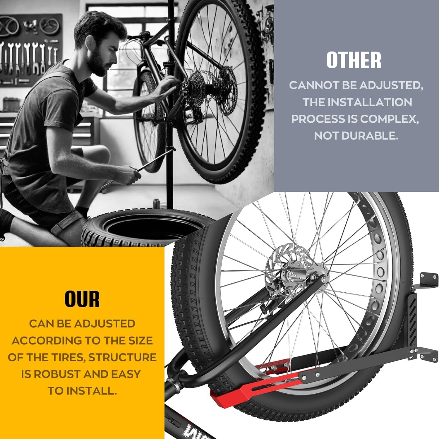 High Quality Swivel Bike Wall Mount, 160° Swivel Holds up to 110lbs, No-Lift Bike Rack Wall, Adjustable Foldable Wall Rack for Space-Saving, Fits 20"-29" Tyres,Bike Storage Rack for Garage and Indoor - Image 5