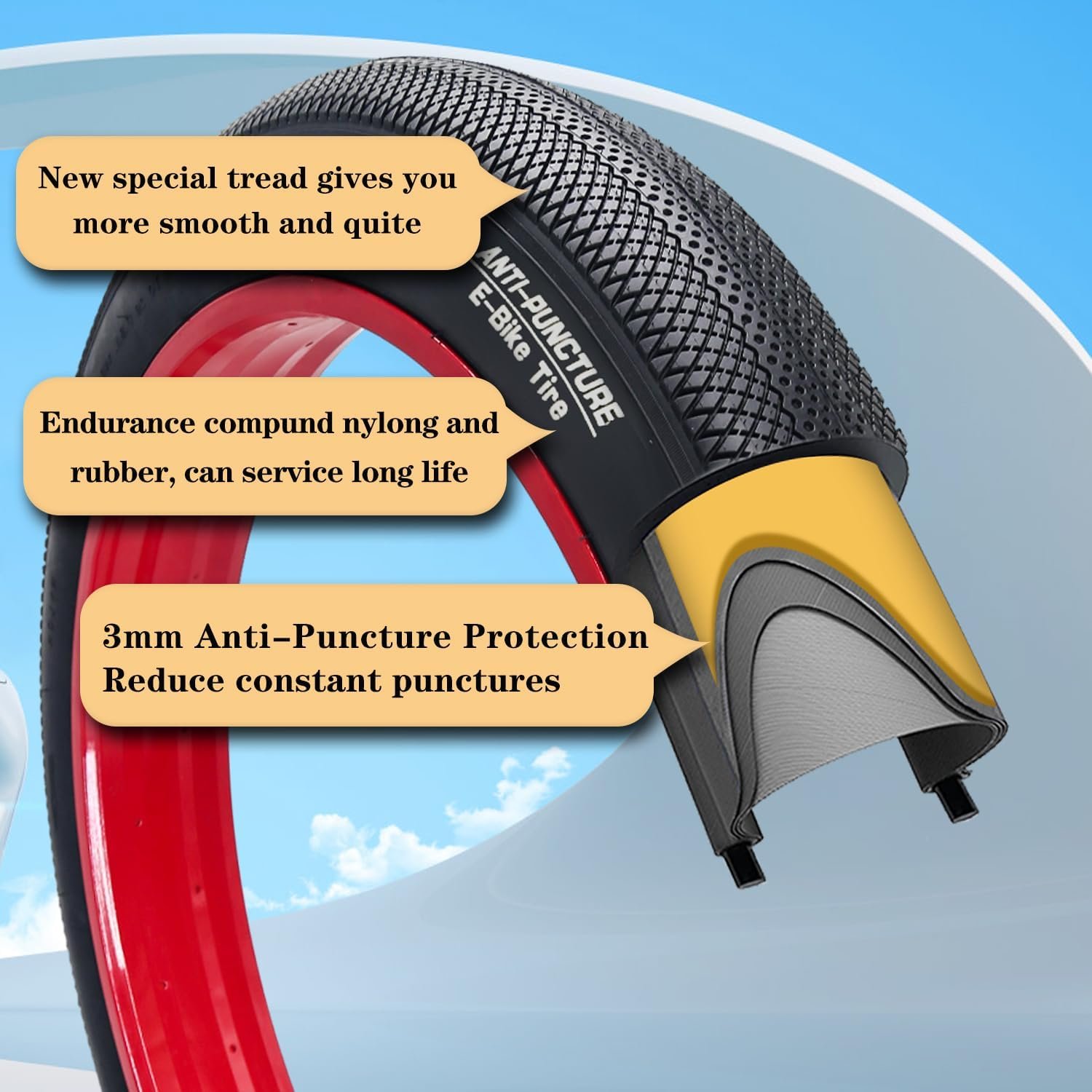 20"/26"X4.0" Inch E-Bike Fat Bike Tires Electric Tricycle Tyres Foldable Replacement Tire for City Commuter Ebike Street Road Pavement Park or Urban Mountain Bicycle - Image 2