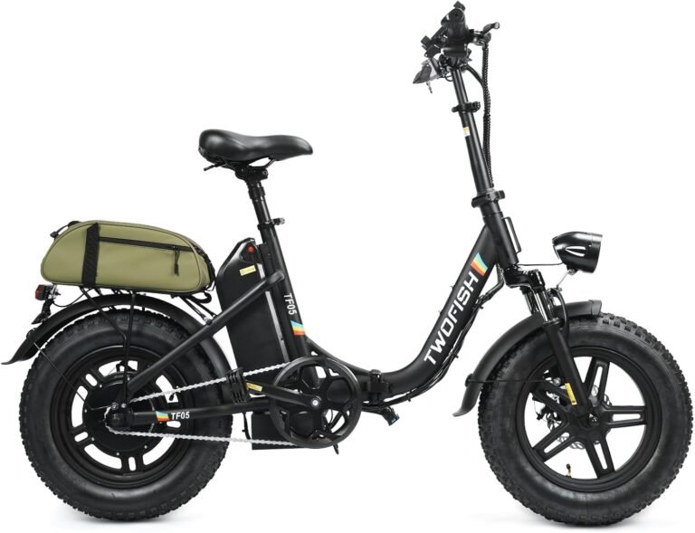 Foldable Fat Tire Electric Bike for Adults, TF05 16x4.0 All Terrain E-Bike with 48V Brushless Motor & 10.4Ah Battery, Compact Folding Electric Bicycle, Dual Disc Brakes, 130kg Capacity (Black)