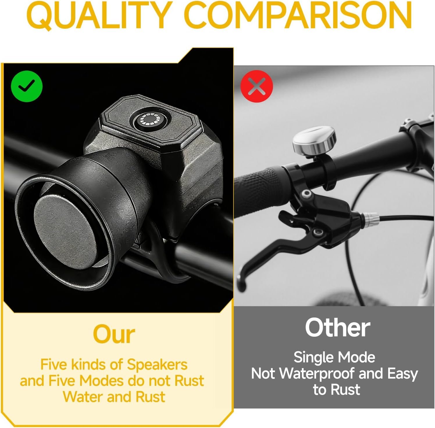 Electric Bike Horn 120bd Loud Bell with 5 Sound Modes Universal Cycling Ring Bell Waterproof Bicycle Horn Handlebar Mount for Mountain Bikes Racing Bicycles Scooter Black - Image 5