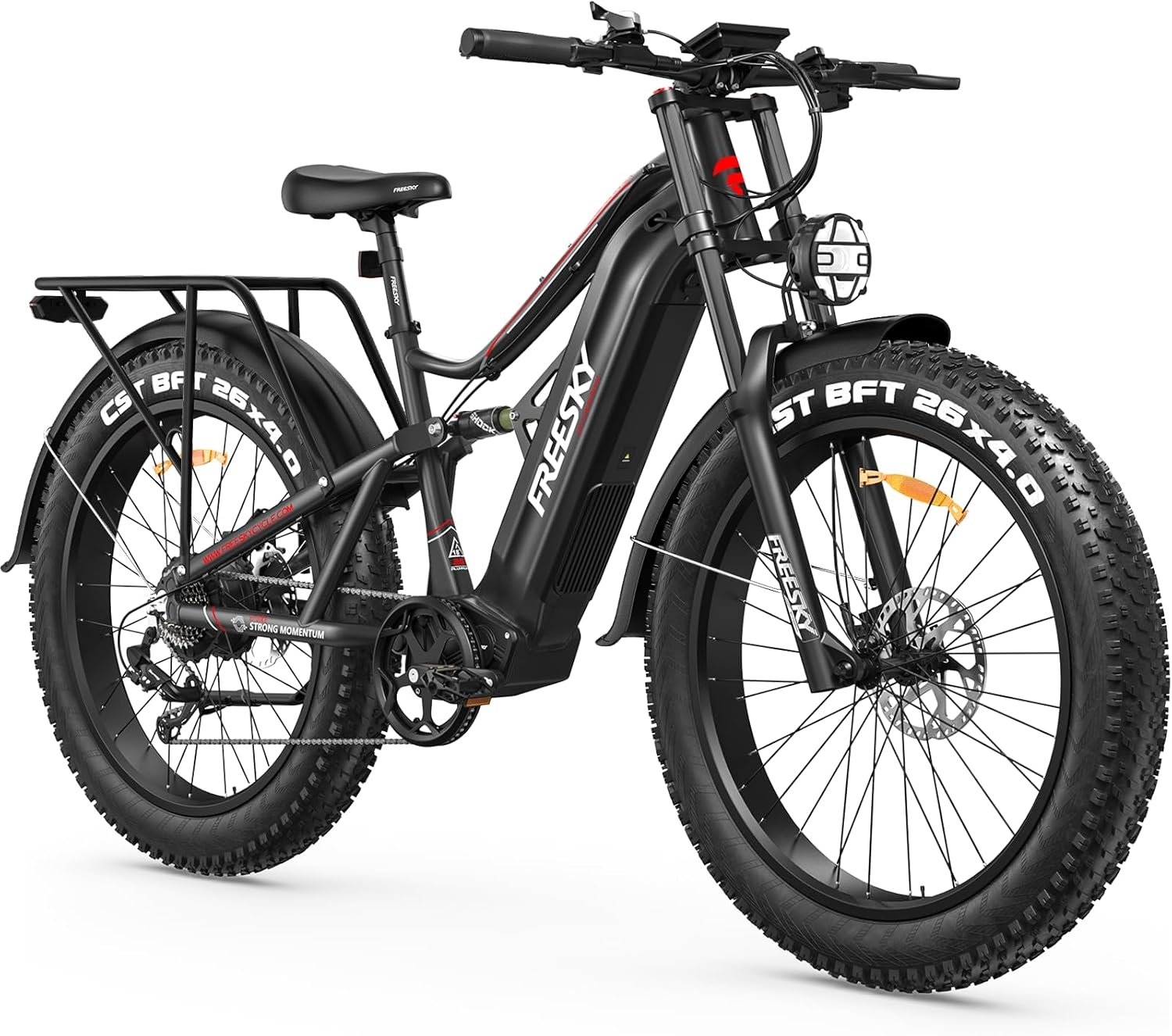 FREESKY 2026 Swift horse Ultra BAFANG Motor Electric Bike for Adults, 48V 35Ah Samsung Cells Battery Ebike 140 Miles, 26" Fat Tire Dirt Mountain E Bike, Full Suspension, UL 2849 Certified by TÜV