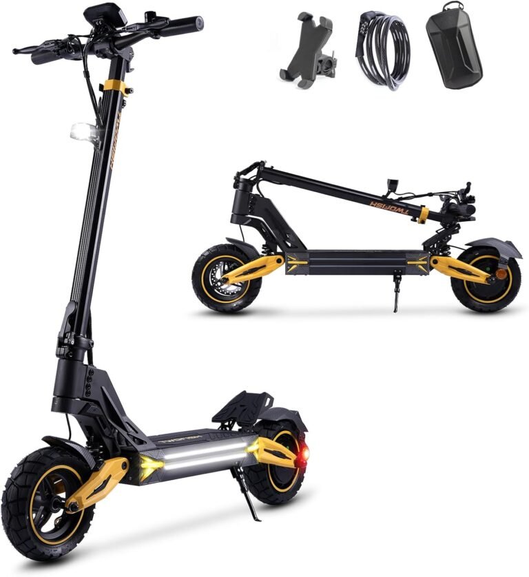 TWOFISH Electric Scooter for Adults, Foldable E Scooter with 48V 17Ah /60V 23Ah Battery, 50-70 km Range, 10"/12" Off-Road Tires, 150KG Load Capacity, with USB Charging and NFC Unlock