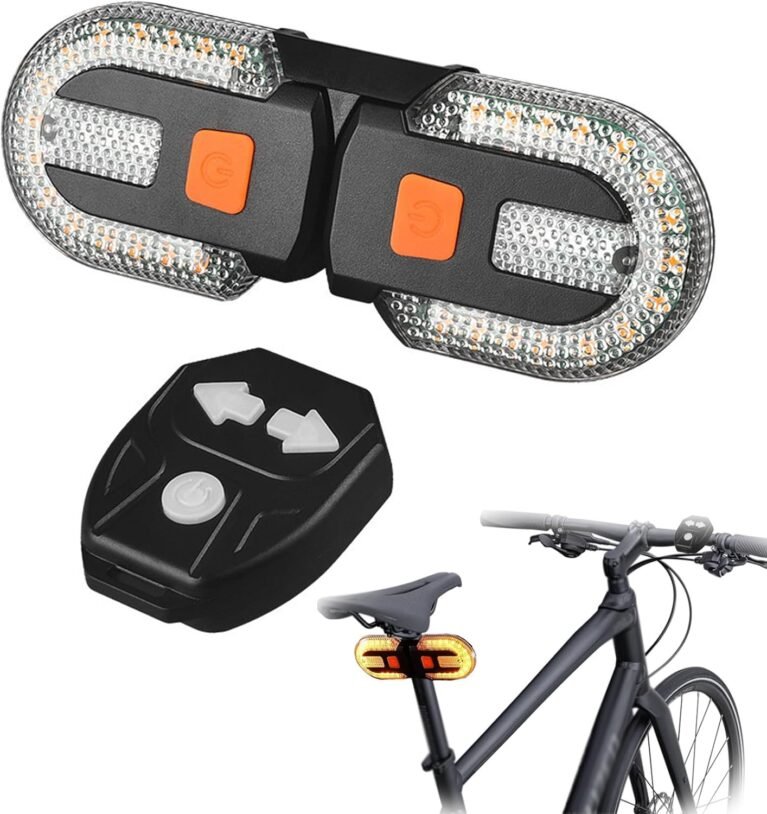 Bike Indicator Lights,Waterproof Strobe Split Wireless Remote Control Turn Signal Lights,USB Charging with Warning Horn,Mountain Bike Night Driving Remote Control Taillights,Bike Accessories for Men
