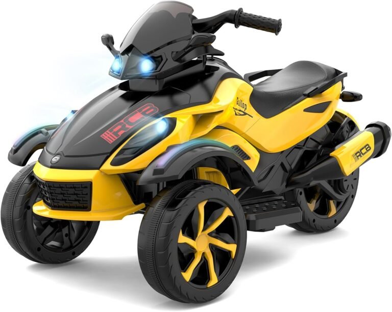 RCB 12V Electric Motorbike Kids, Ride on Motorcycle with 2 Motors, 4km/h Speed, LED Lights, USB, Multi-Types of Music for Early Education, the Best Kids Motorbike Electric for 3-8 Years