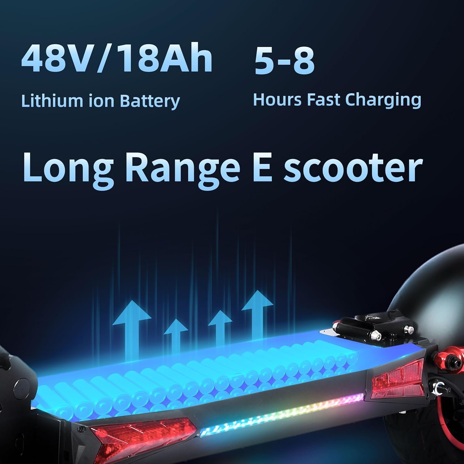 Electric Scooter,Electric Scooters Adult, 50-60 km Long Range, 48V 18Ah Battery, 10.5" All Terrain Off-Road E Scooter, Dual Suspension Dual Disc Brake Folding ElectricScooter 150 kg Load - Image 5