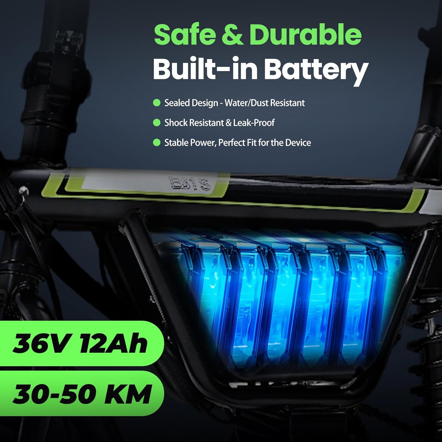 Finbike EB1S Electric Bike for Adults Teens, 14" Commuter E Bike with APP Control, 36V 12Ah Battery with Customisable LED Light, 50KM Range & 25KM/H Speed - Image 3