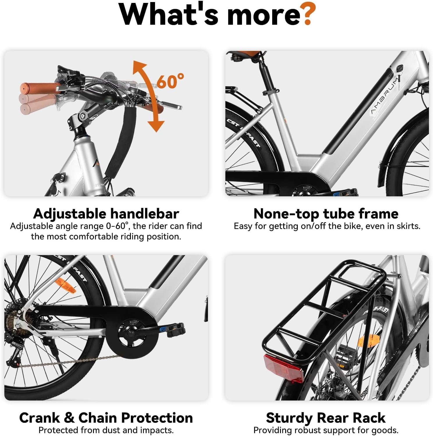 HILAND 26 Inch Electric City Bike, 250W Motor 36V E-Bike for Adults, 7-Speed with Front & Rear Disc Brakes, High-Carbon Steel Frame, 7.8Ah/10.4Ah Battery, Unisex Commuter Electric Bicycle - Image 6