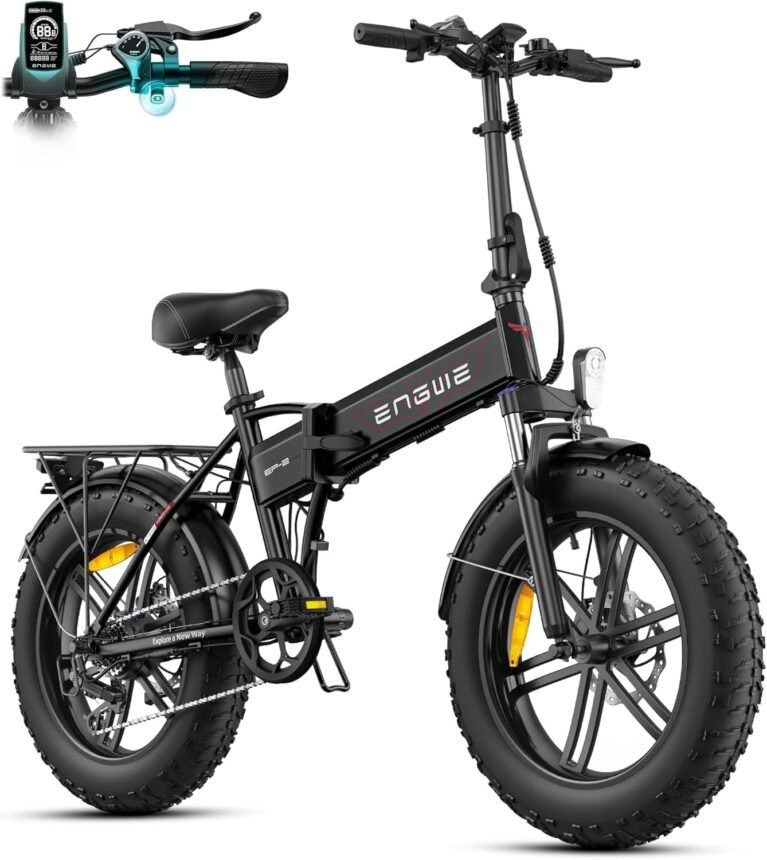 ENGWE EP-2 BOOST Folding Electric Bike,20‘×4.0’ Fat Tire 7-Speed Electric Bicycle 48V 13Ah Removable Battery, 50-120 km Range E-bike for Every Terrain & MTB & Beach & Snow