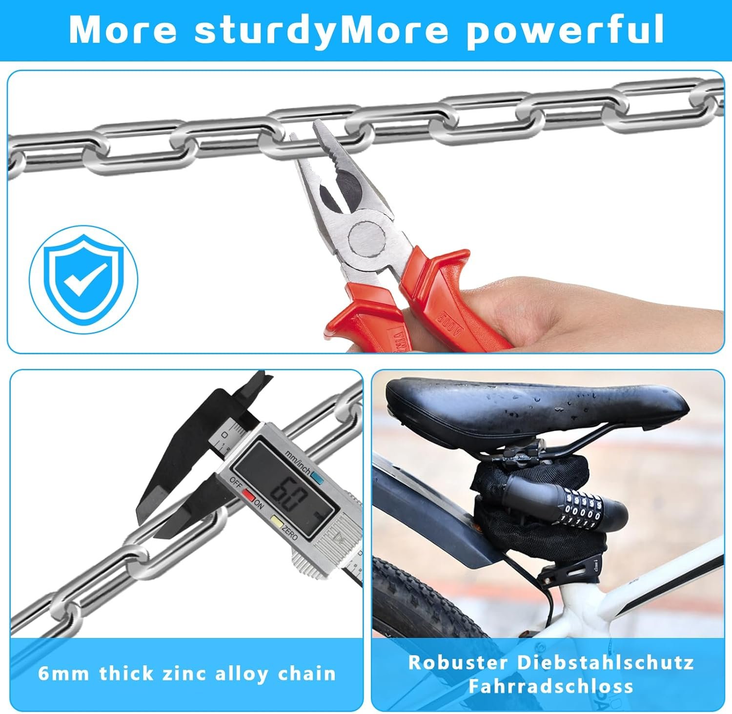 Bike Lock High Security, 90cm Anti-Theft Bicycle Locks, Bike Chain Lock, 5 Digit Codes Bike Combination Locks, Alloy Steel Heavy Duty Cycling Locks for Door Gate Motorcycle Electric Scooter Lock - Image 3