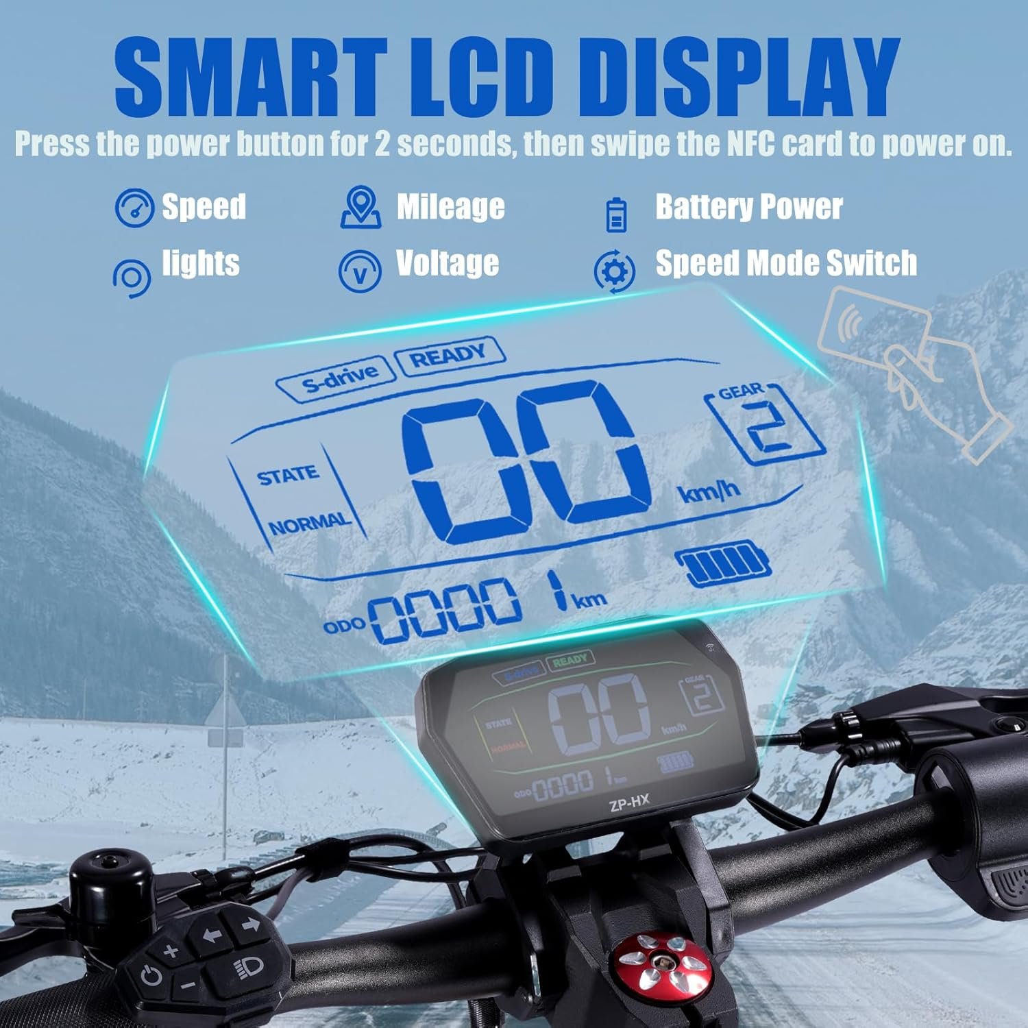 TWOFISH Electric Scooters Adult, 10"/12" Off-Road Fast Electric Scooter with Dual Brake System 4 Shock Absorbers, 60-70km Range, 3 Speed Modes, LCD Display, 150Kg Load Capacity - Image 7