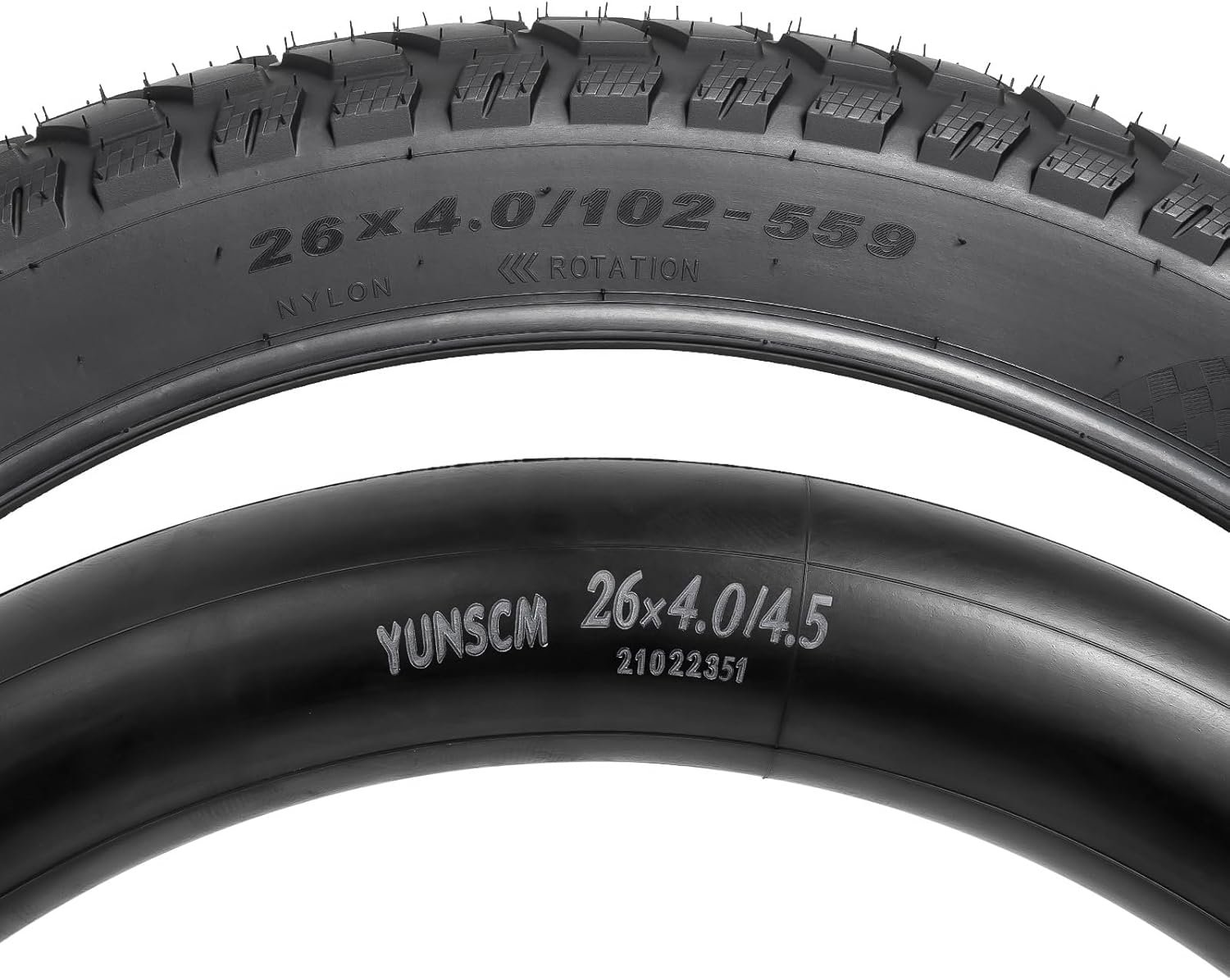 YunSCM 2-PCS 26" E-Bike Fat Tyres 26x4.0 Tires 102-559 with 26" Heavy Duty Bike Inner Tubes AV32mm Schrader Valve, Compatible with 26 x 4.0 Electric Bike/Mountain/Road Bike Tyres & Tubes - Image 7