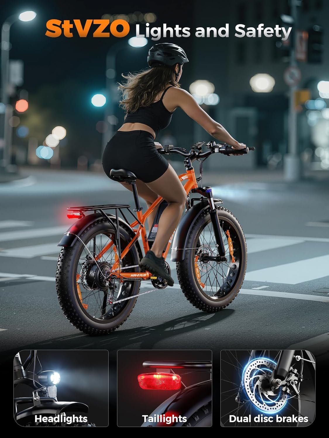 VARUN Electric Bike, 26" 4.0 Fat Tire Mountain Ebike for Adult, 48V 18Ah Battery, 150KM Long Range, 250W 80Nm Motor, Rear Rack, Max 330LBS, 7 Speed, All-Terrain Electric Bicycle for Off Road & Commute - Image 7