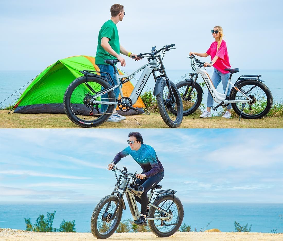 Sheng-milo Electric Bike S600 E-Mountain E Bike Dual Motor Electric Motorbike 26Inch Fat Tire e-bike 48V 17.5AH Battery with Removable Li-Ion Battery and 7 Speed Gear for Adults-Men(UK Warehouse) - Image 9