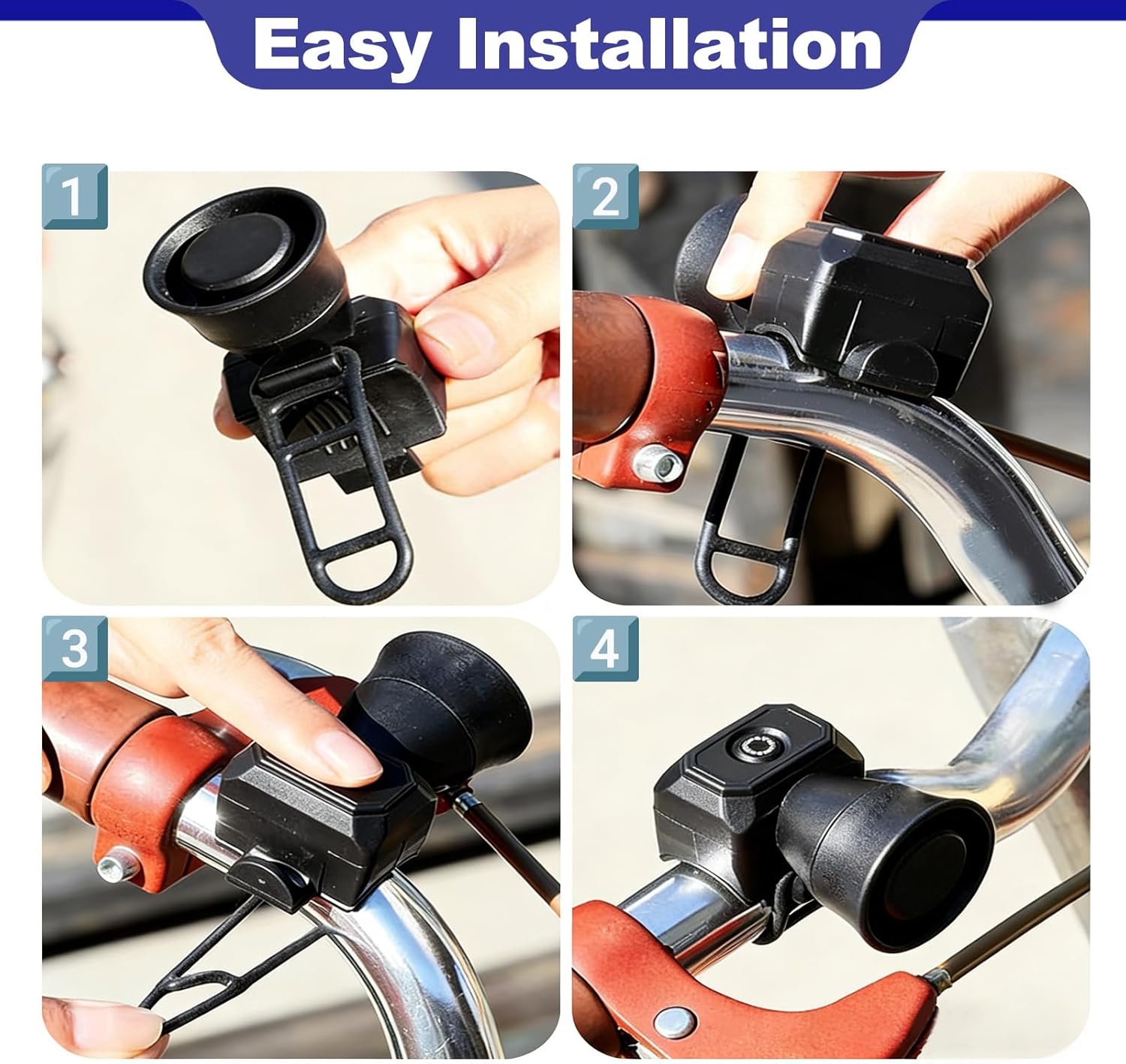 Bike Horn Loud Bicycle Bell with 5 Sound Modes, USB Rechargeable Bicycle Horn Bike Bell Handlebar Mount Ipx4 Waterproof for Road Bikes Mountain Racing Bikes - Image 3