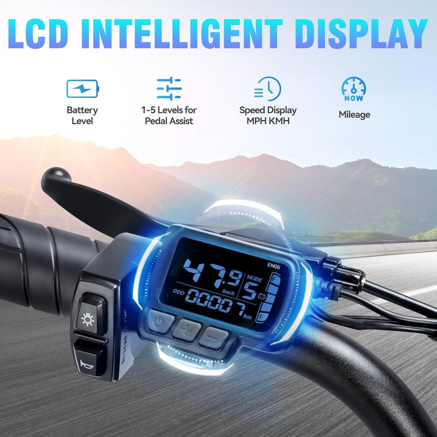 YVY Electric Bike, 48V 20Ah/52V 40Ah Removable Battery, 70-180 Miles Max Range, Full Suspension Fat Tire E-Bike, 7-Speed Electric Mountain Bike, Dual Disc Brakes, LCD Display - Image 8
