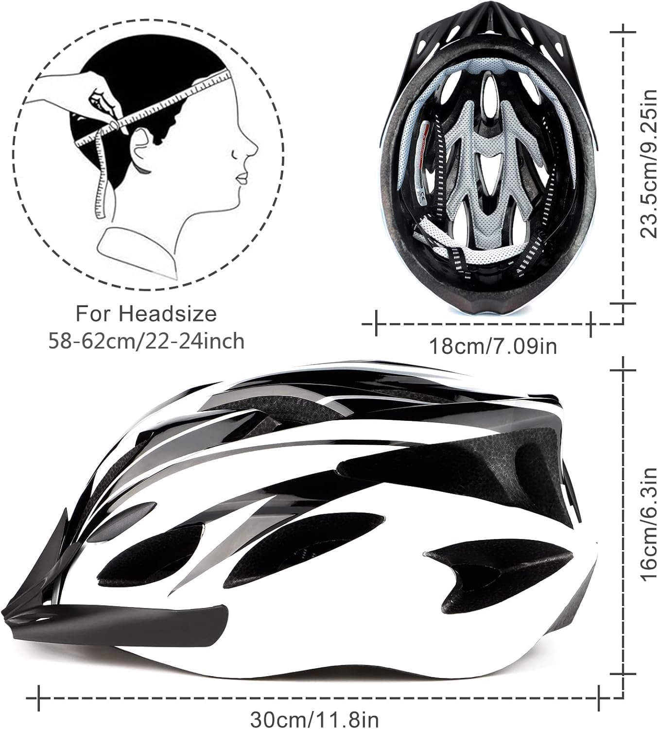 Cycle Helmet, Lightweight Bicycle Helmet, Adjustable Mountain & Road Bike Helmets for Adults, 18 Vents with Adjustable Strap & Detachable Visor for Mens Womens(Head Sizes58-62cm) - Image 6