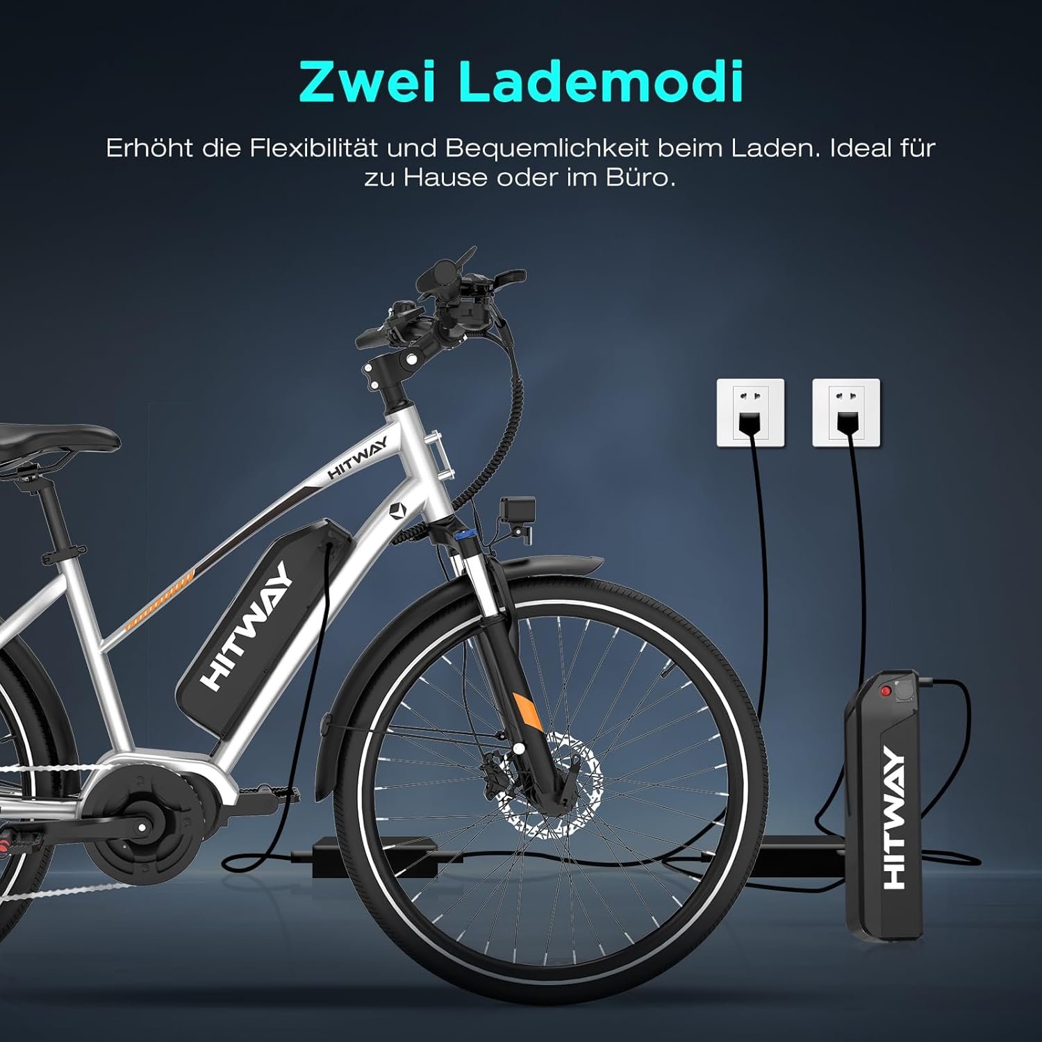HITWAY 27.5"/28" Electric Bike for Adults, Electric Bicycle 250W Rear hub motor/Mid-drive motor,7 Speed, With 36V 13Ah removable battery, City E Bike for Commute and Trekking - Image 6