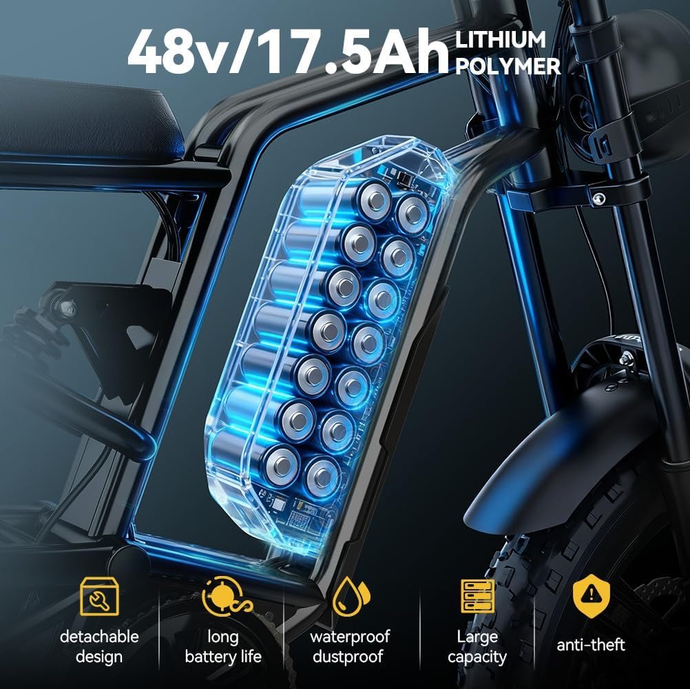 iENYRID Electric Bike for Adults, Fat Tire Hidoes B6 25KM/H Electric Bike Bicycles 15.6Ah Removable Battery E Bikes for Adults Electric Mountain Bike for Men - Image 2