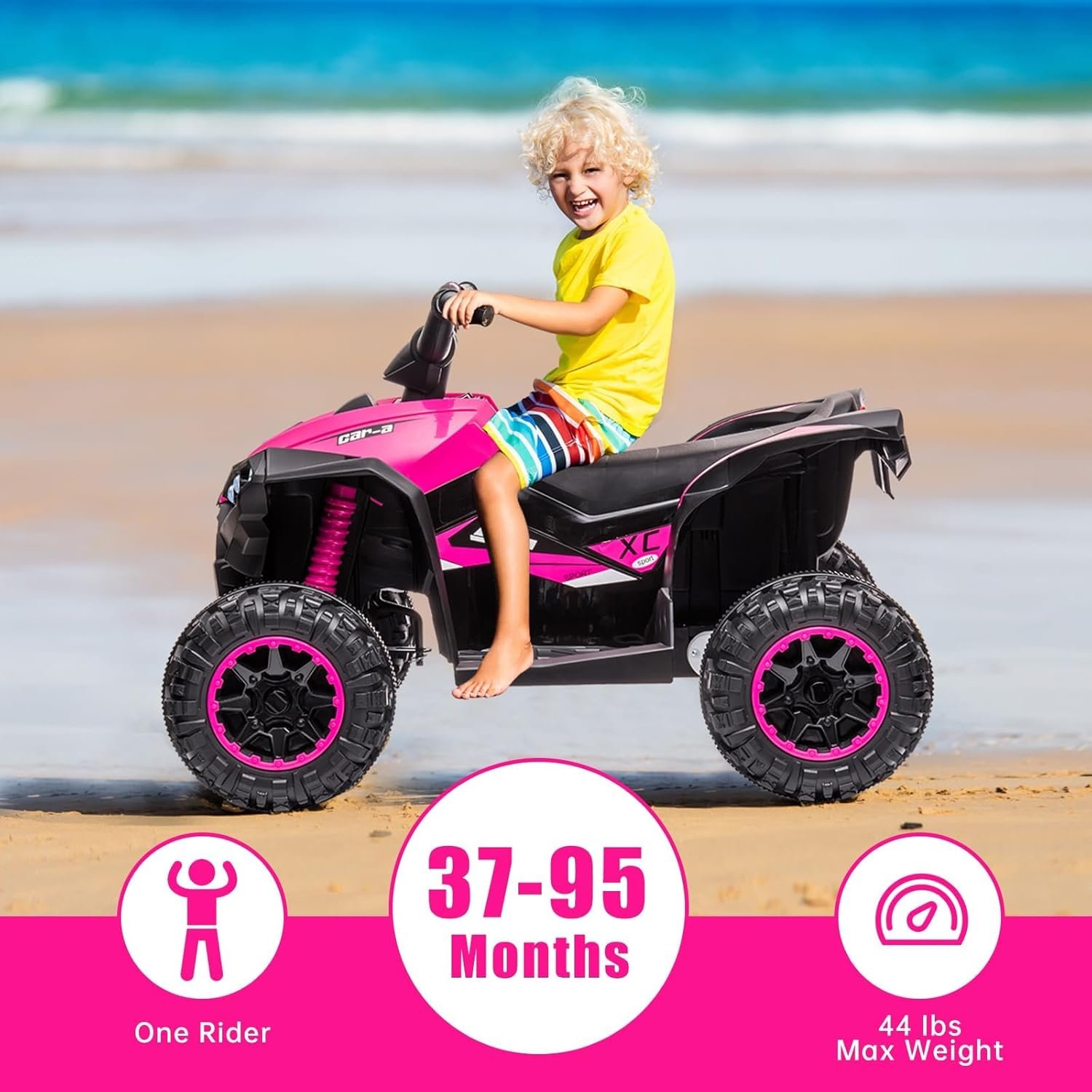 12V Kids Electric Quad Bike with Remote Control, 35W Motor & Metal Body, Ride on ATV Electric Vehicle Toy Car with Music, LED Lights, Horn for Boys Girls Ages 3-8 (83 x 53 x 56 cm) - Image 5