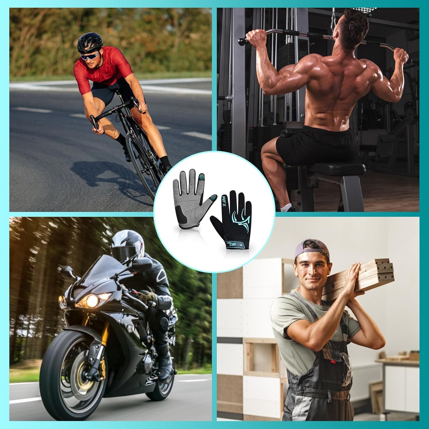 WFX Full Finger Cycling Gloves for Men & Women, Touchscreen Bike Gloves for MTB, Road, BMX & Motorcycle, Breathable Anti-Slip Padded Gloves for Riding, Fitness and Outdoor Sports - Image 8