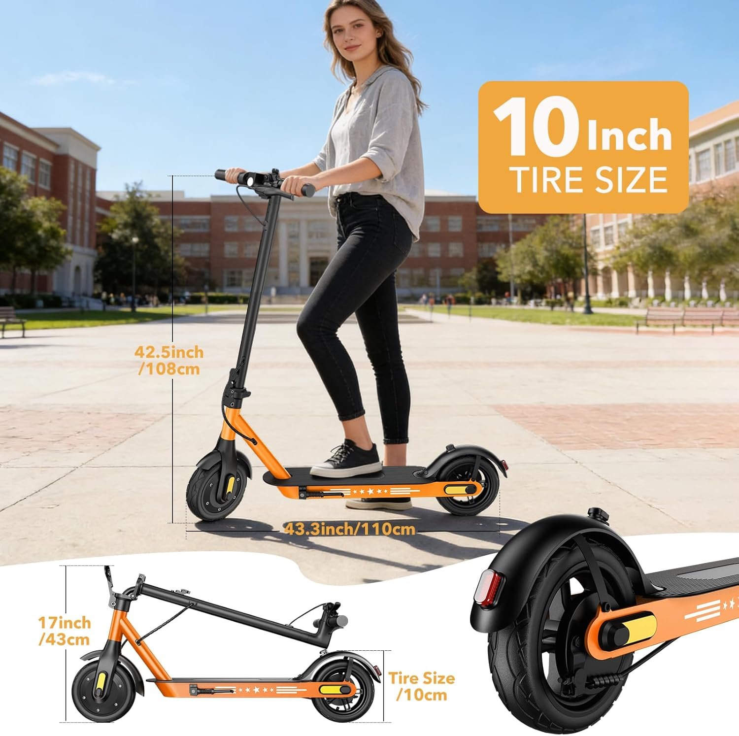 Electric Scooter for Adults,8.5”/10” Solid Tires,UP to 25KM/H,350W Powerful Motor,35/45KM Range with Braking System,Foldable Lightweight Electric Scooter,Max Load 120KG,App Control - Image 7