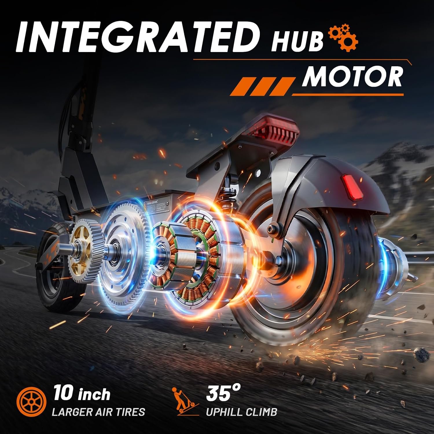 KuKirin G2 Electric Scooter for Adults, 10-Inch Off-Road Vacuum Tyres, Dual Spring Suspension, 55km Long Range, Folding Scooter with Dual Brakes & Touch Display - Image 3