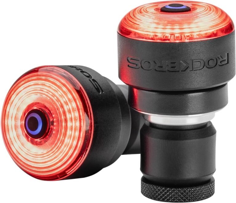 ROCKBROS Smart Bike Tail Light Rear Light, Auto On/Off Brake Sensing, Type-C Rechargeable, Waterproof, 5 Modes LED Lamp Safety Warning Strobe Light, Taillight/Handlebar End Plug Set