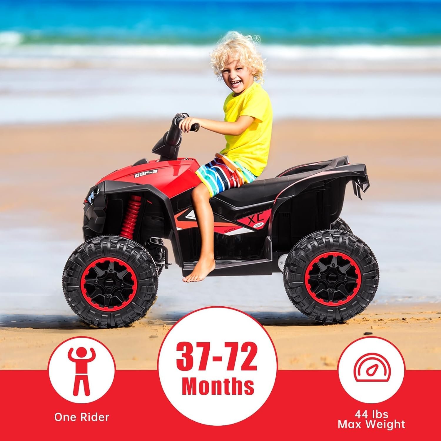 12V Kids Electric Quad Bike with Remote Control, 35W Motor & Metal Body, Ride on ATV Electric Vehicle Toy Car with Music, LED Lights, Horn for Boys Girls Ages 3-8 (83 x 53 x 56 cm) - Image 6