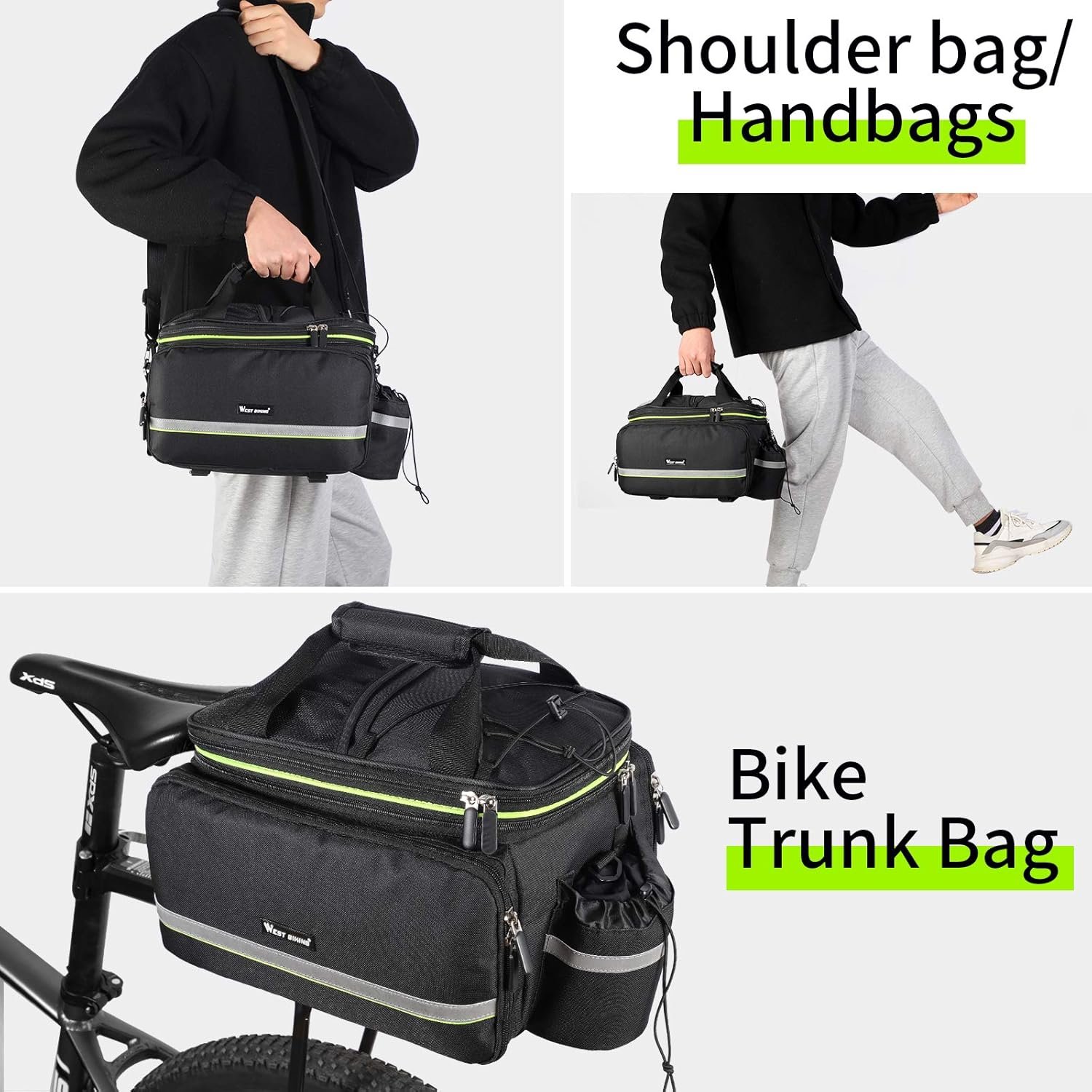 35L Bike Storage Bag Double Side Pannier Bags,Waterproof Cargo Rack Pack Saddle Bag Shoulder Bags with Rain Cover for Riding ,Multi-function Bicycle Rear Seat Trunk Panniers Pouch Cycling Accessories - Image 7