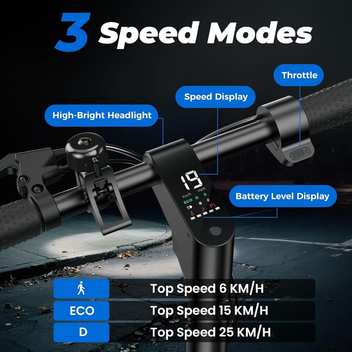 Electric Scooter, 34-45KM Range 500W Motor 8.5-9.3" Pneumatic Tires Fast Electric Scooter for Adults with APP Control,3-4 Speed Modes,Foldable E Scooter - Image 7