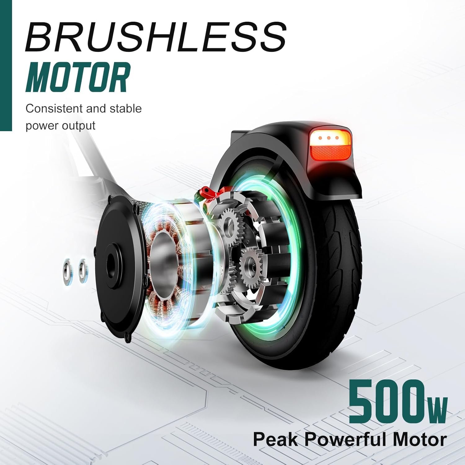 Electric Scooter Adult, 500W Peak Motor, 32km Long Range, 10” Solid and Pneumatic tire,3 Speed Mode, Foldable Electric Scooters,36V 7.8Ah Electric Scooter for Adults,Smart LCD Display - Image 3