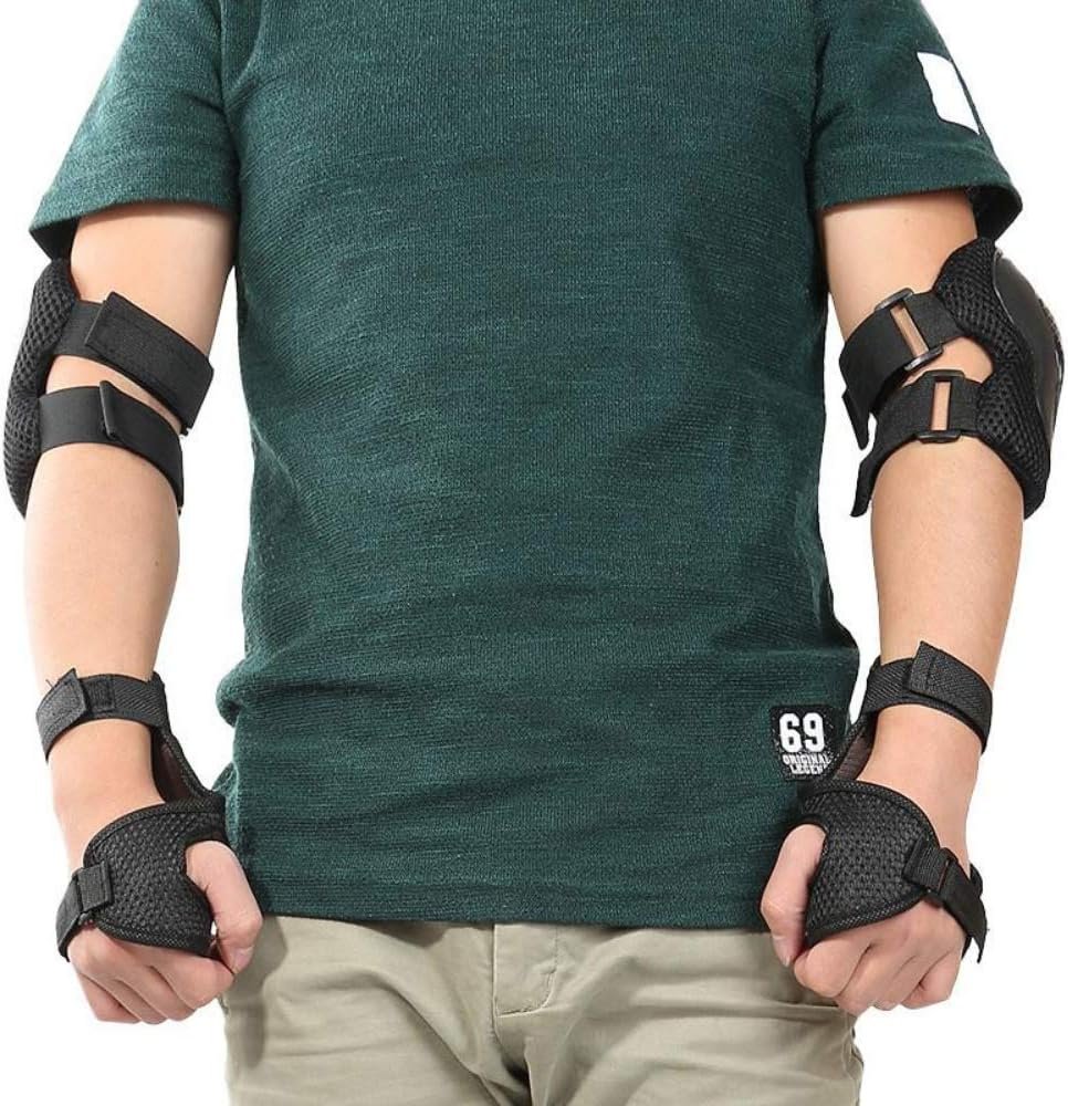 Kids Sports Protective Gear Set,6 PCS Wrist Guard Knee Elbow Pads for Children Protection Skateboard Inline Roller Skating Biking Riding Scooter,Black - Image 4