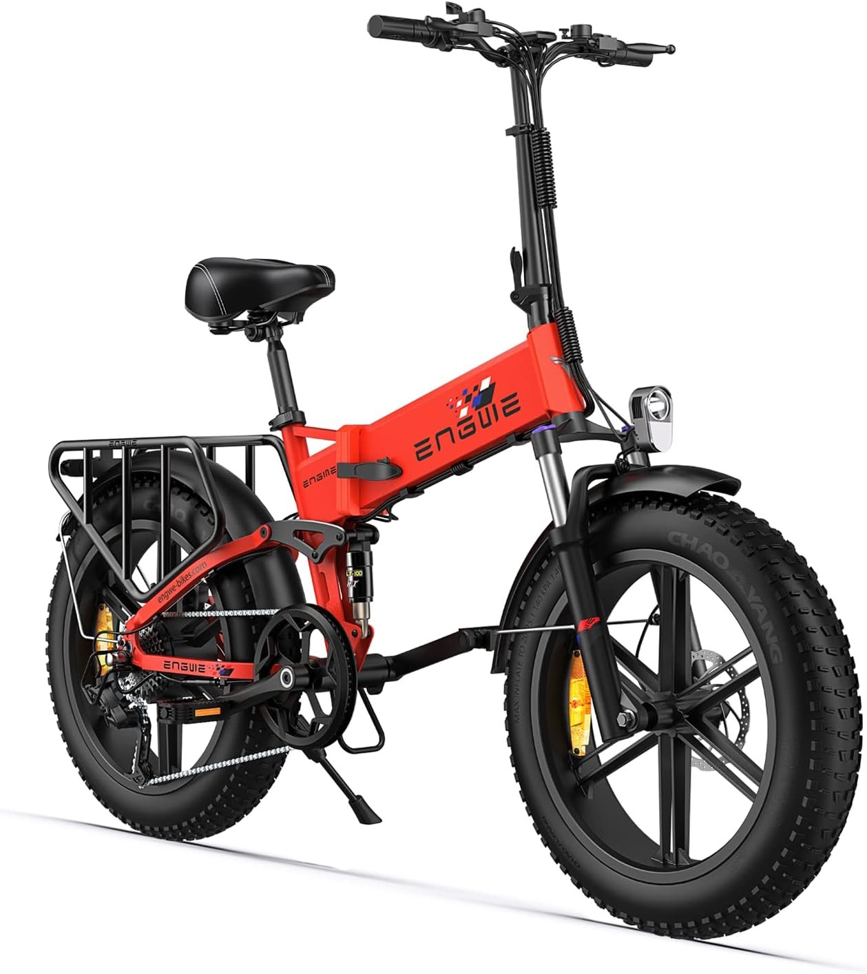 ENGWE Folding Electric Bike 250W E-Bike Adult, 20"×4.0" With Thick Off-Road Tyres, 48V 13Ah Replaceable Lithium Battery Range Up To 120KM, 25KM/H 7-Speed Full Suspension Ebike