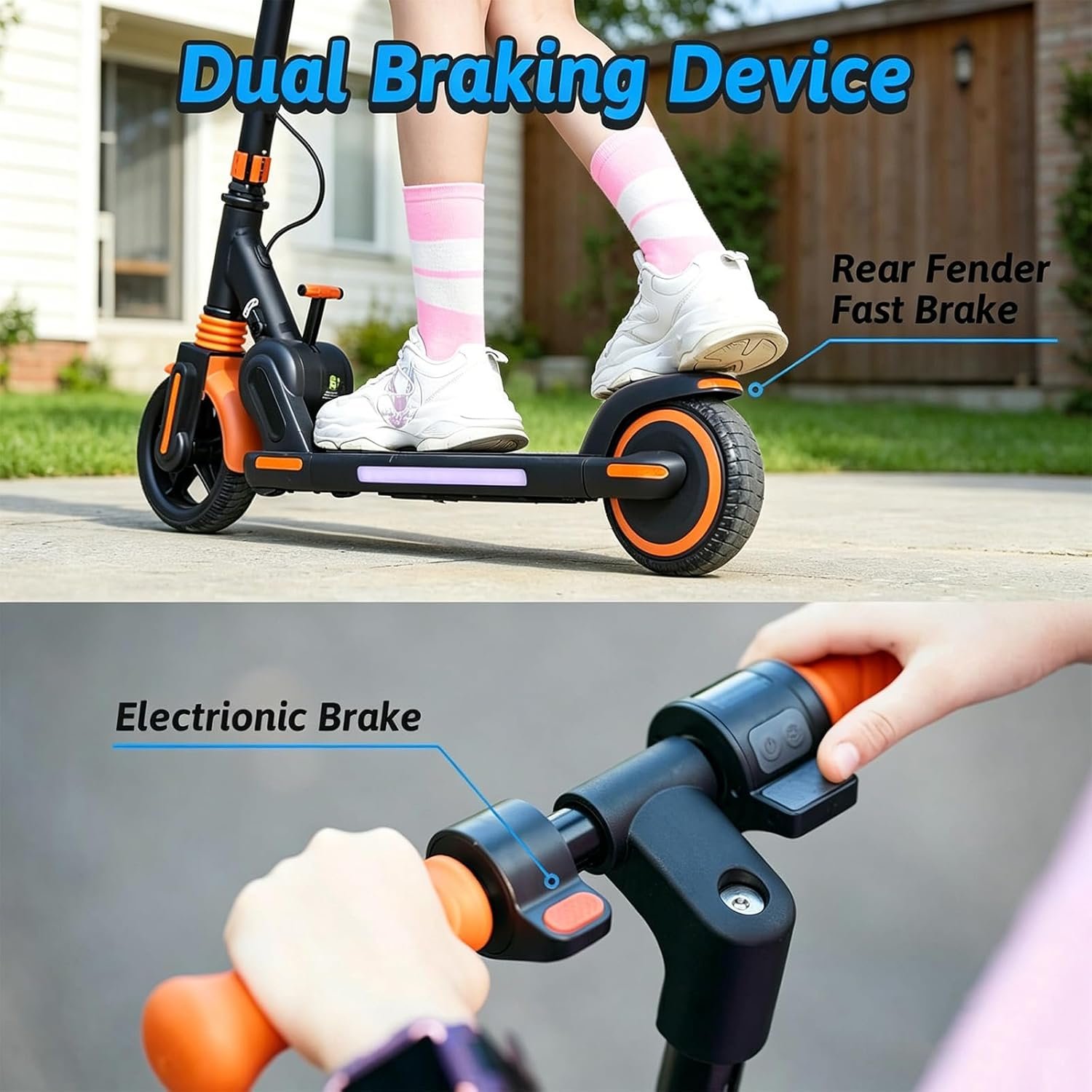 Kids Electric Scooter with 15km Range,6.5" Solid Tires,150W Motor, Foldable Aluminium Frame, Max 16km/h, Adjustable Height 75–100cm, LED Side Lights, Dual Brake System - Image 5