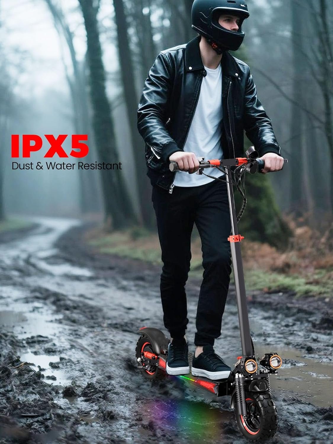 Electric Scooters Adult,50-55km Range,11'' Offroad All Terrain Foldable Pure E Scooter 48V 18Ah Battery, Dual Braking System & Shock Absorption Fast Electric ScooterTeens Gift,Max Load 150kg - Image 5