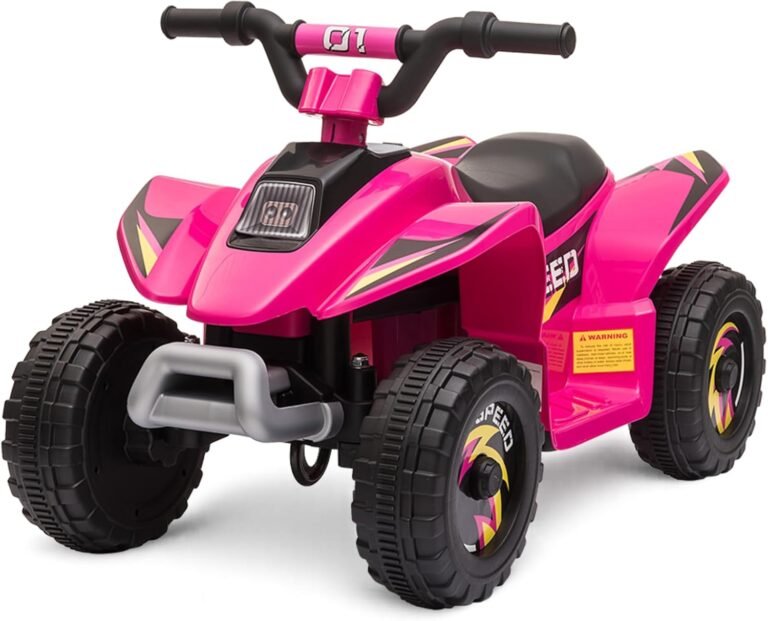 Straame 6V Electric Ride-On Quad Bike ATV for Toddlers Ages 18-36 Months, Forward/Reverse, 4-Wheel Design, 1.9-3.8 km/h Speed, 72×40×45.5 cm (Pink)
