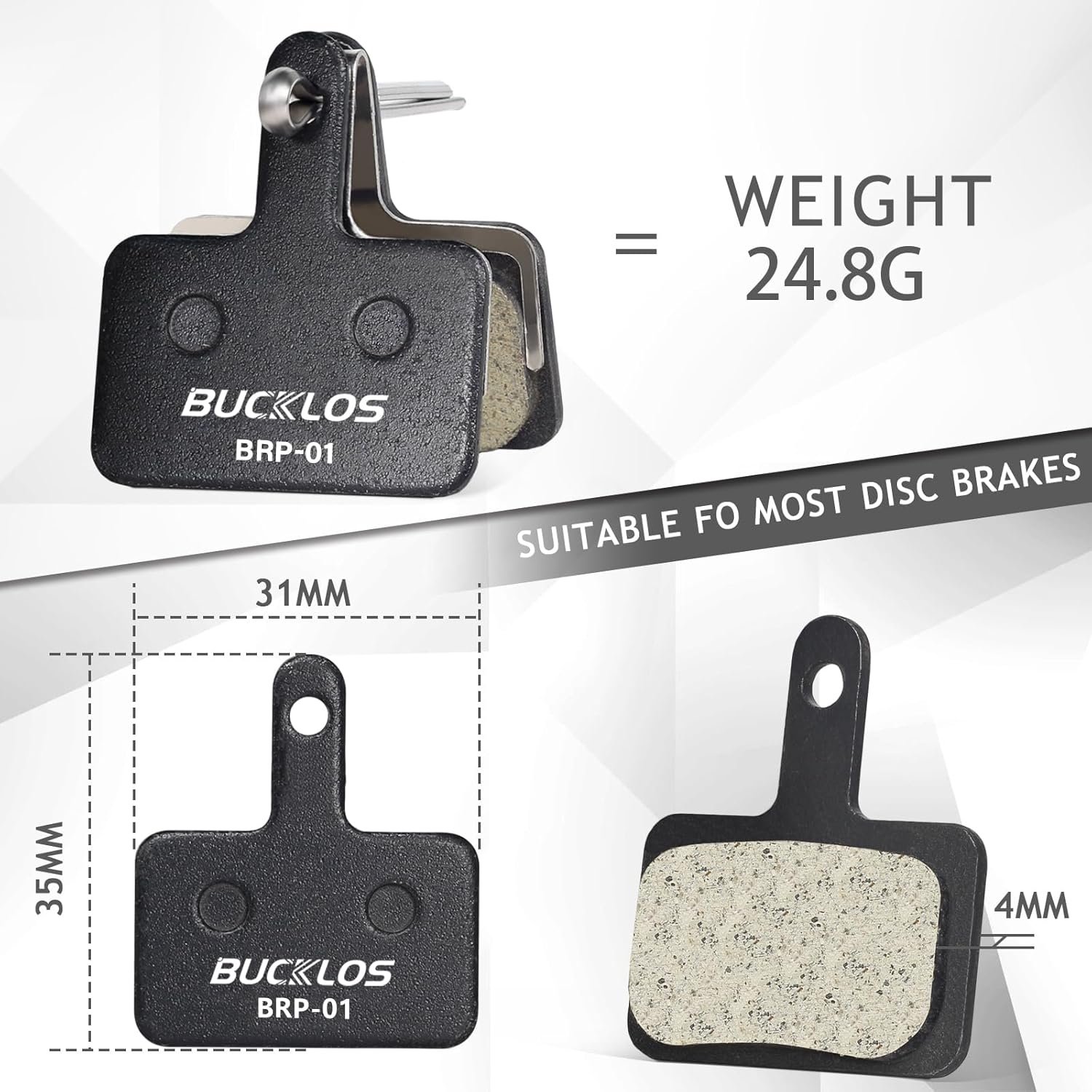 Bike Brake Pads 2 Pairs/4 Pairs for TRP Tektro Shimano MT200 Deore Br-M575 M525 M515 T615 T675 M505 M495 M486 M485 M475,Disc Brakes Pads for Bicycle Mountain/Electric/Road/MTB - Image 4