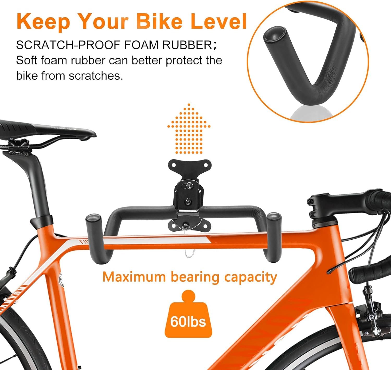 2PCS Bike Wall Mounts Cycling Rack Hanger Space-Saving Bicycle Storage Rack for Indoor Garage Wall Holder Hook for Road Mountain Hybrid Bikes (Black + Silver) - Image 5