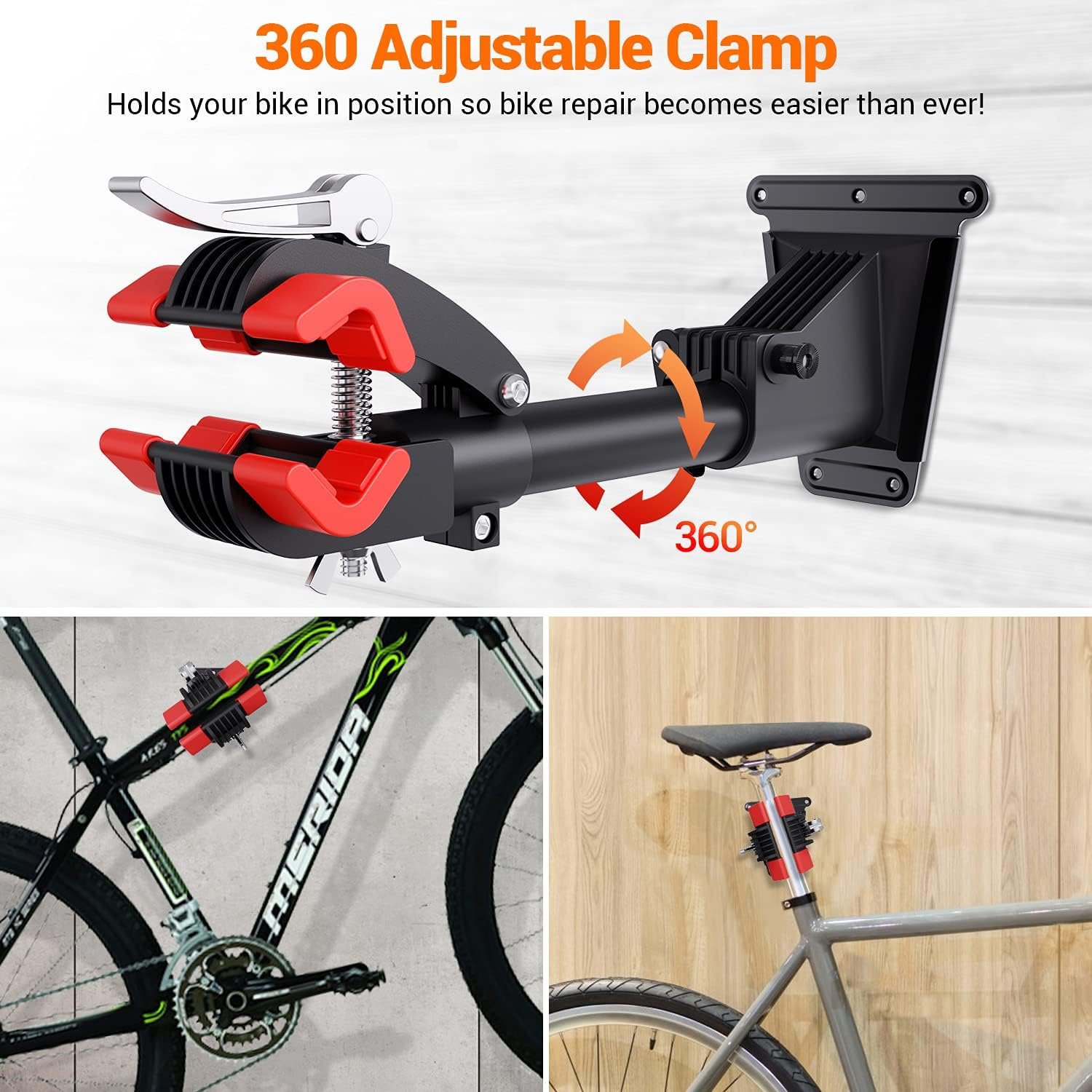 Sportneer Bike Repair Stand Bike Wall Mounts Bike Stand Bike Rack Bicycle Wall Hanger Bike Clamp Adjustable Removable Home Bicycle Maintenance Stand for Variety of Bikes - Image 2