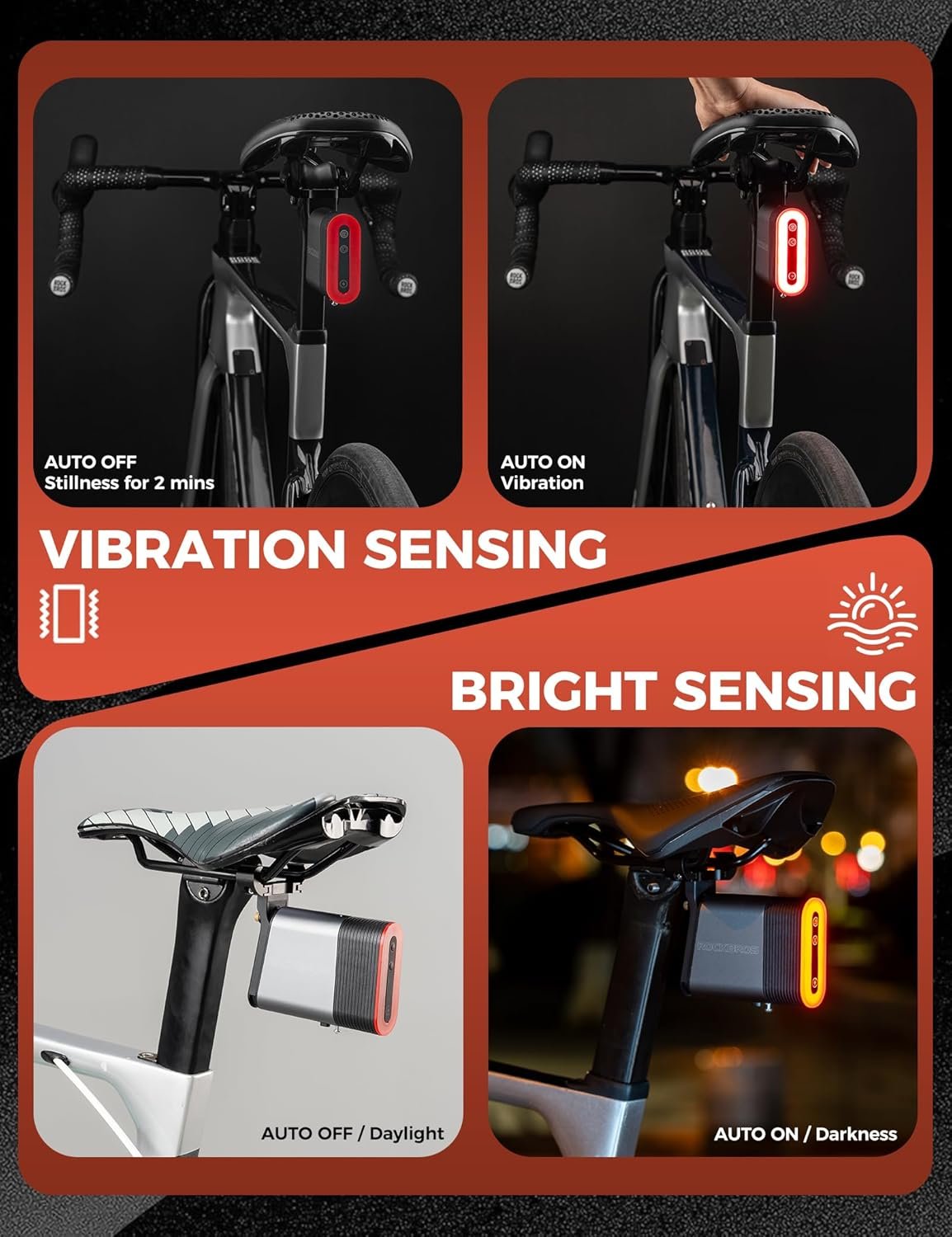 ROCKBROS Bike Tail Light Rear Bike Light Lock Waterproof and Rechargeable, Lock 2-in-1 Bluetooth Bike Taillight & Lock, for MTB, Gravel, Ebike and Road - Image 5