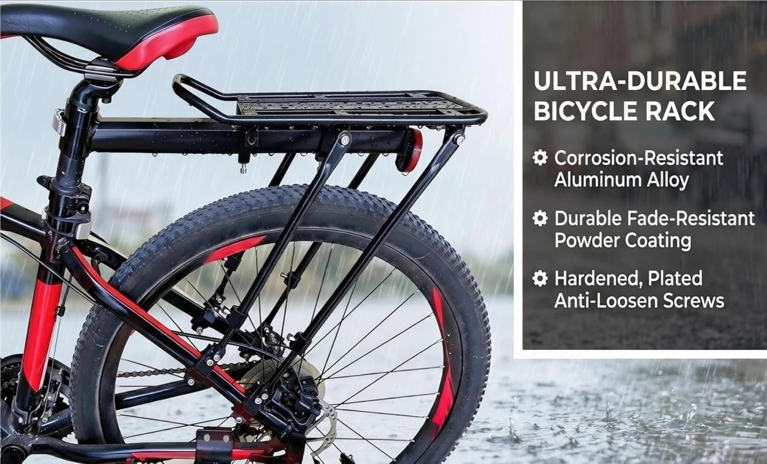 COMINGFIT 2026 Upgraded Bicycle Cargo Rack, 80KG Heavy Duty Bike Rear Rack, 4-Leg Double Strength, 2.0mm Thickened Universal for MTB Road City Kids Fat Tire Bike (3.5"), with Anti-Rub Guards - Image 5