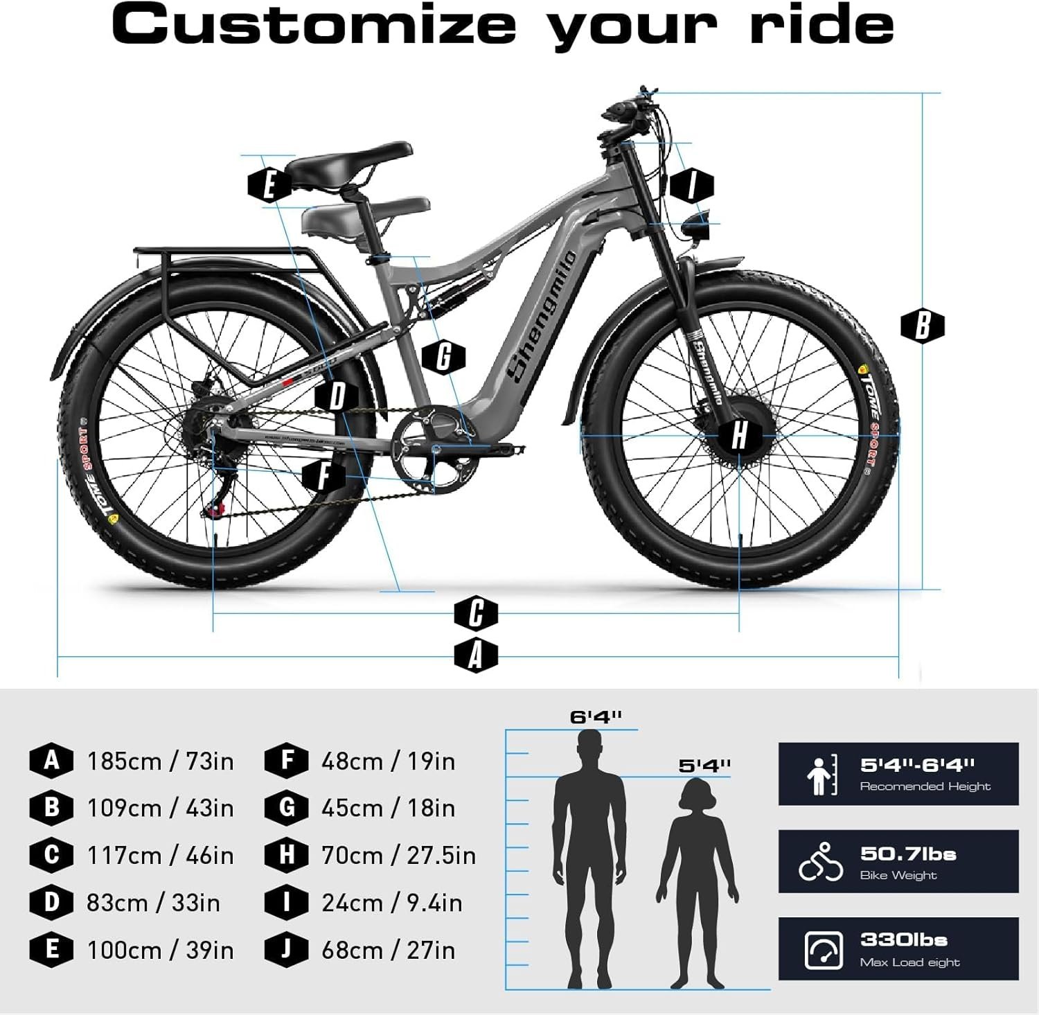 Sheng-milo Electric Bike S600 E-Mountain E Bike Dual Motor Electric Motorbike 26Inch Fat Tire e-bike 48V 17.5AH Battery with Removable Li-Ion Battery and 7 Speed Gear for Adults-Men(UK Warehouse) - Image 3