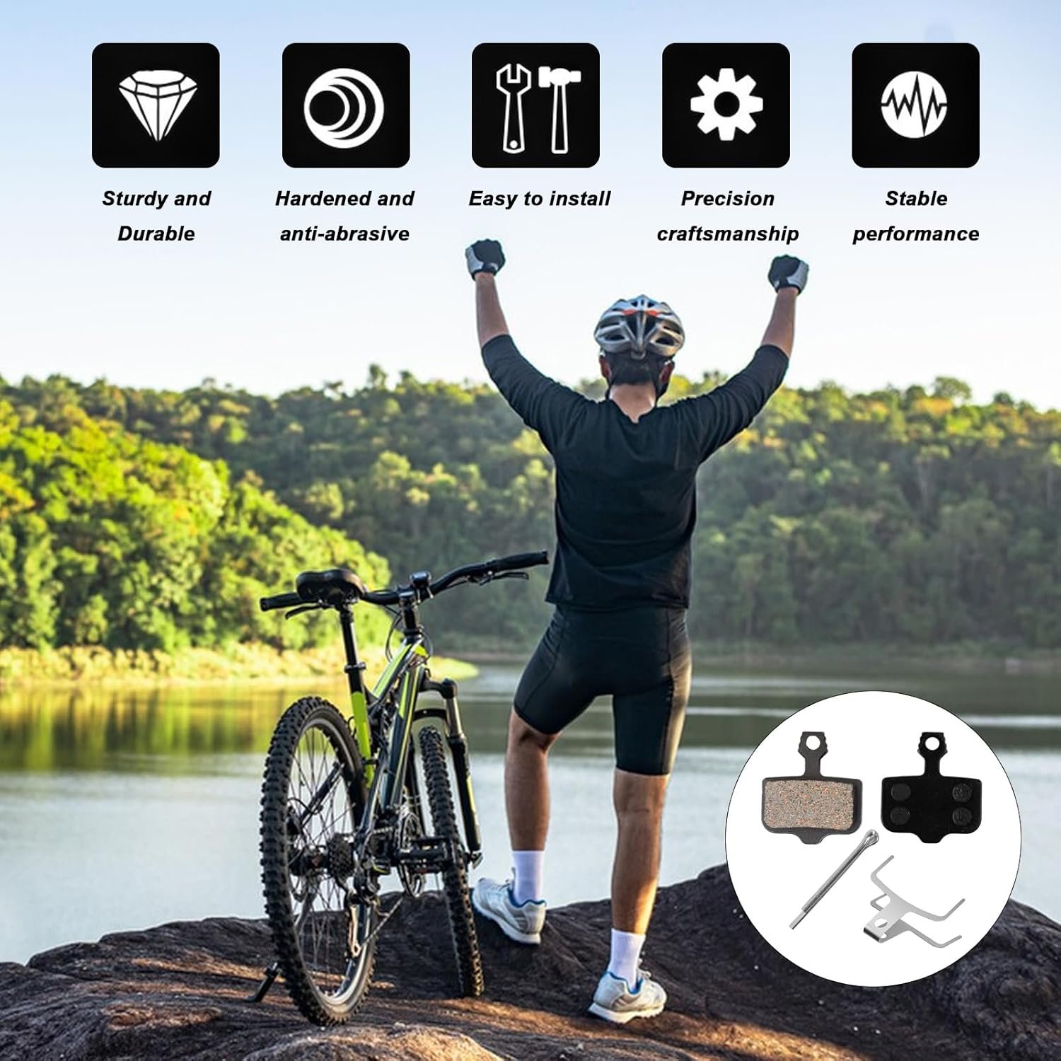 4 Pairs Bike Brake Pads for Bicycle Disc Brake Pads, Resin Mountain Bike/Scooter/MTB Brake Pads - Compatible with Shimano Brake Pads, Tektro, M575, MT200, M525, M495, M486, M485, M475, M505 - Image 5