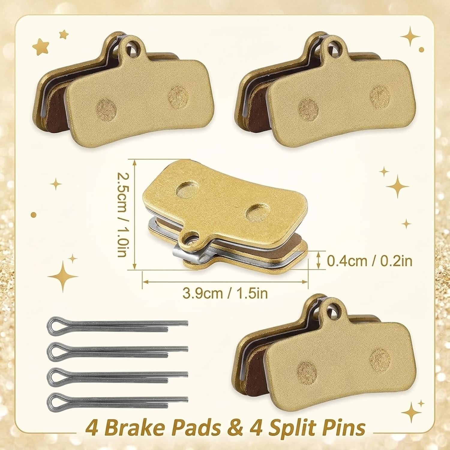 Electric Dirt Bike Brake Pads, High-Performance Braking System for Electric Motorbikes, Durable Replacement Parts for Off-Road Bikes, Set of 8 Pads in Yellow and Silver - Image 2