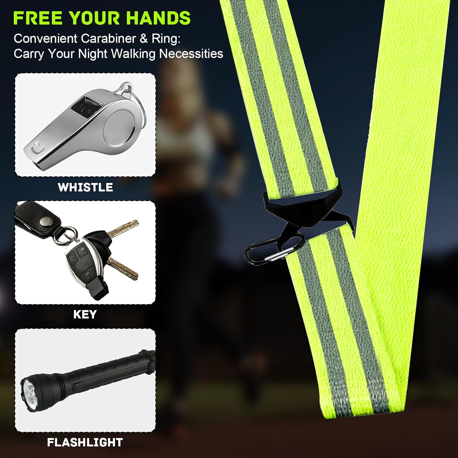 High Vis Reflective Running Gear Belt, 2PCS Adjustable Reflective Sash with Clip for Night Safety, Reflectives Straps for Children Adult Biking Cycling Jogging Walking Night Safety - Image 5