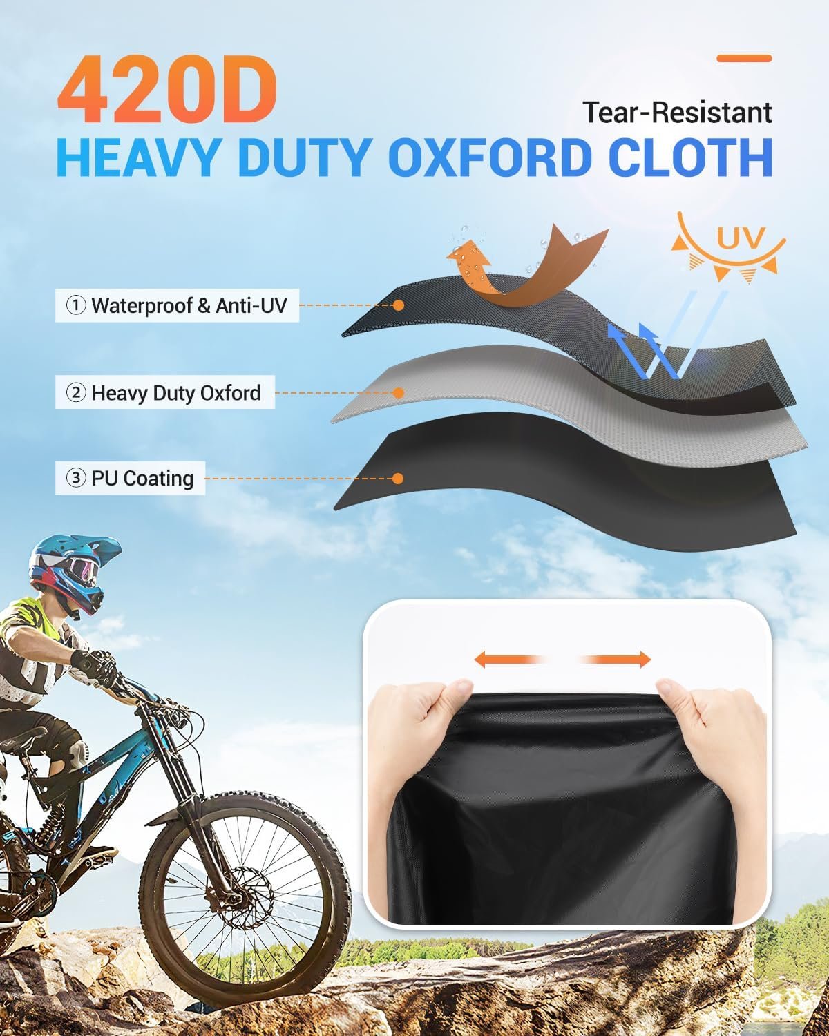 SUPAREE 2 Bikes Bicycle Cover Storage Outdoor Folding Bike Cover Waterproof Bike Covers for Transport 2 Bikes 420D Oxford Heavy Duty for Motorhome Car Hitch Travel Camping Transportation - Image 2